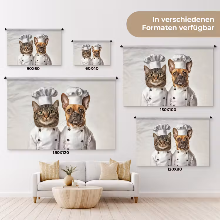 Kat - Hond - Kokskleding Wandkleed katoen klein -tsfeer8_DE