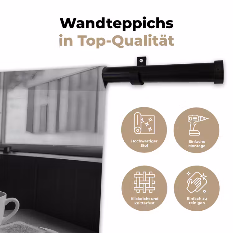 Kat - Koffie - Brood - Zwart Wandkleed katoen klein -tsfeer2_DE