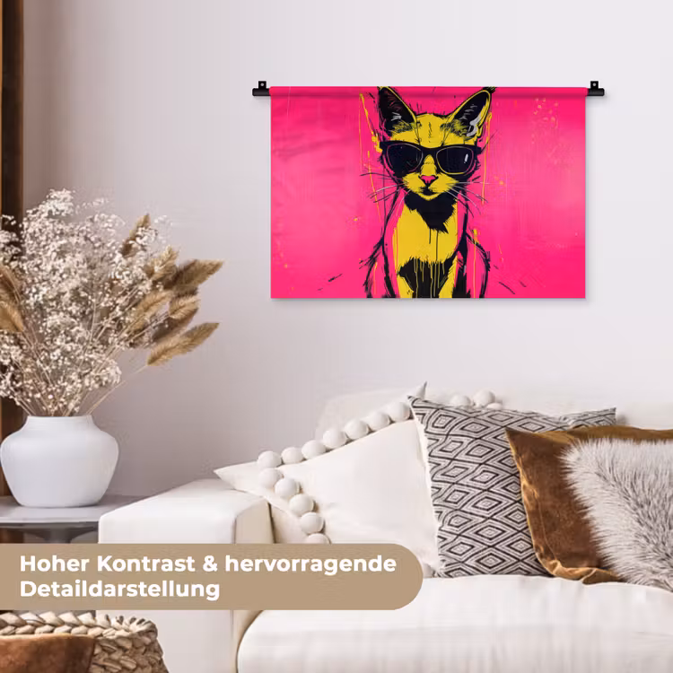 Kat - Art - Zonnebril - Roze Wandkleed katoen klein -tsfeer1_DE