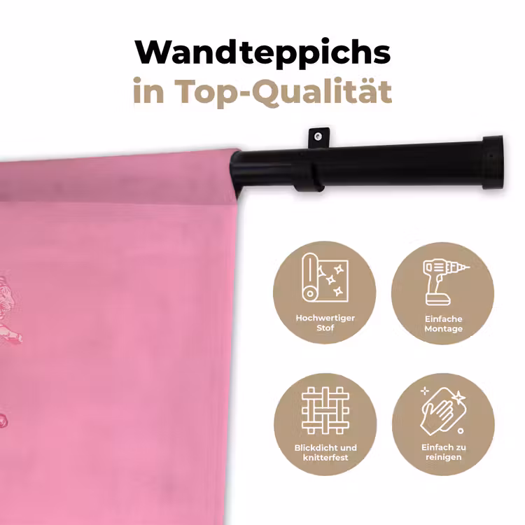 Kat - Springend - Dieren - Roze - Modern Wandkleed katoen klein -tsfeer2_DE
