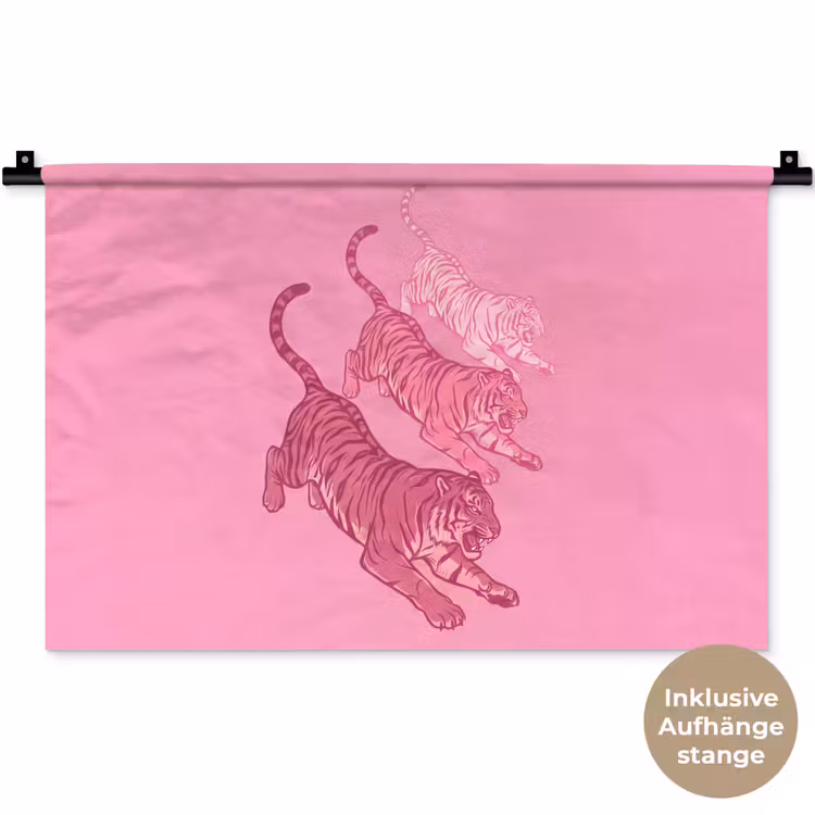 Kat - Springend - Dieren - Roze - Modern Wandkleed katoen klein -t3d_DE
