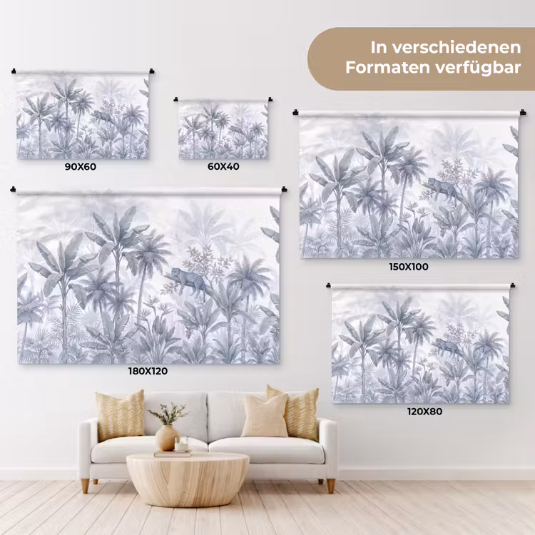 Kat - Tropisch bos - Modern - Grijs Wandkleed katoen klein -tsfeer8_DE