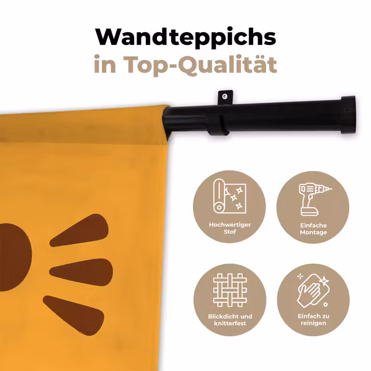 Kat - Simplistisch - Oranje - Vrolijk Wandkleed katoen klein -tsfeer2_DE