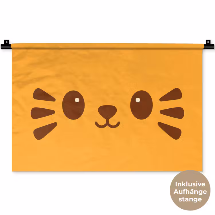 Kat - Simplistisch - Oranje - Vrolijk Wandkleed katoen klein -t3d_DE