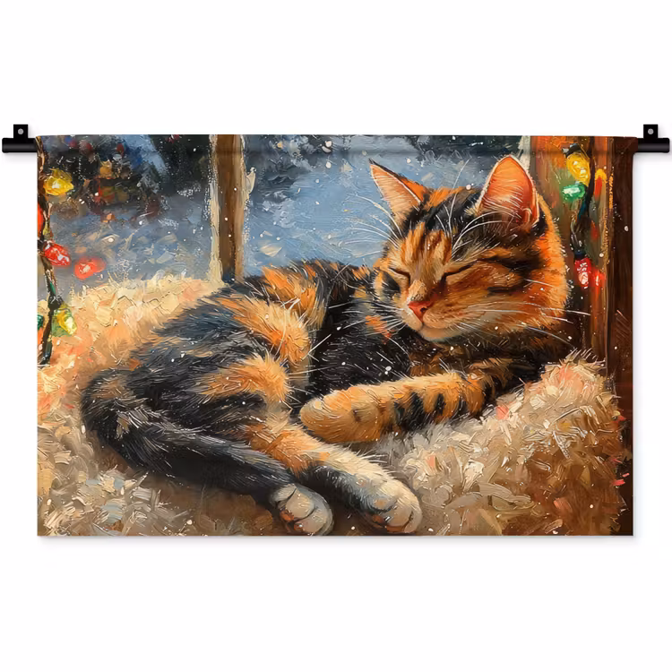 Kat - Kerst - Winter - Dier Wandkleed katoen klein -zz3d