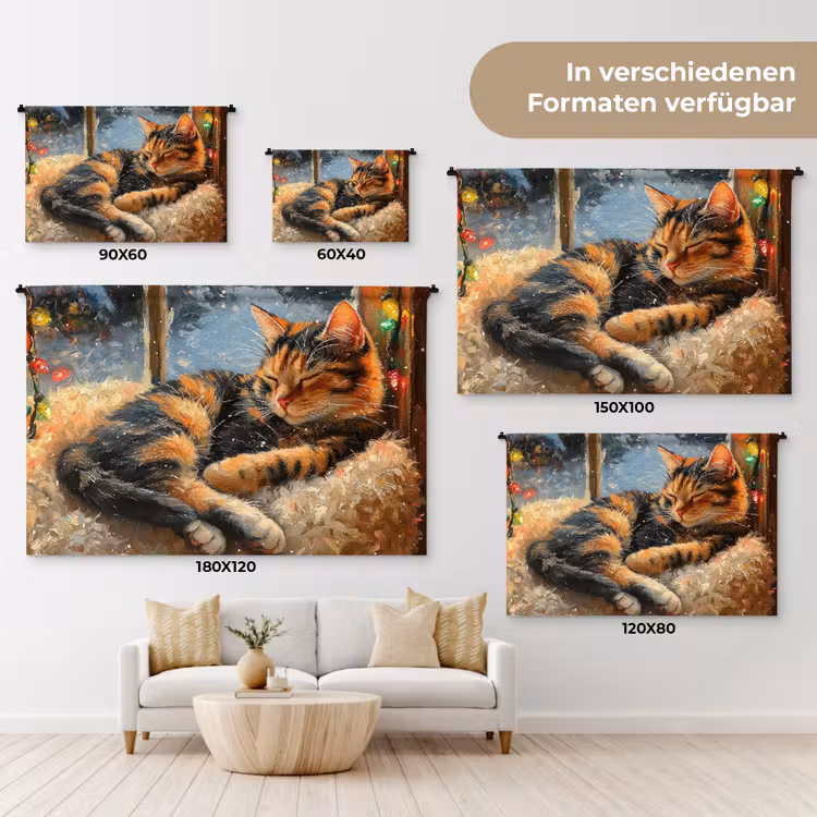 Kat - Kerst - Winter - Dier Wandkleed katoen klein -tsfeer8_DE