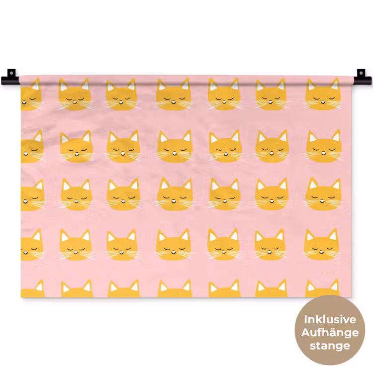 Katten - Patroon - Roze Wandkleed katoen klein 269 -t3d_DE