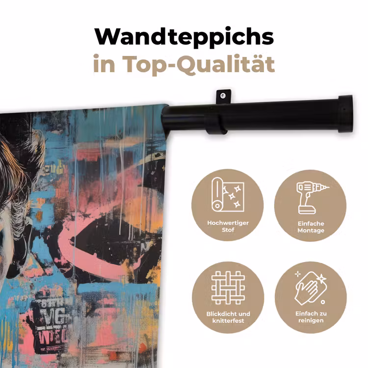 Kauwgom - Vrouw - Penseelstreken - Modern Wandkleed katoen klein -tsfeer2_DE