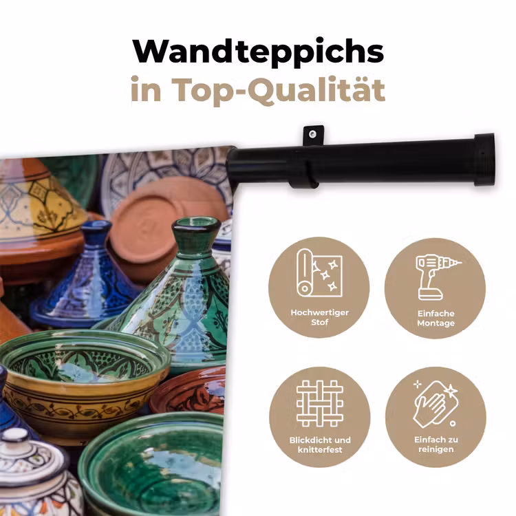 Wandteppich - Keramik – Bunt – Muster - Aardewerk - Kleurrijk - Patroon Wandkleed katoen klein