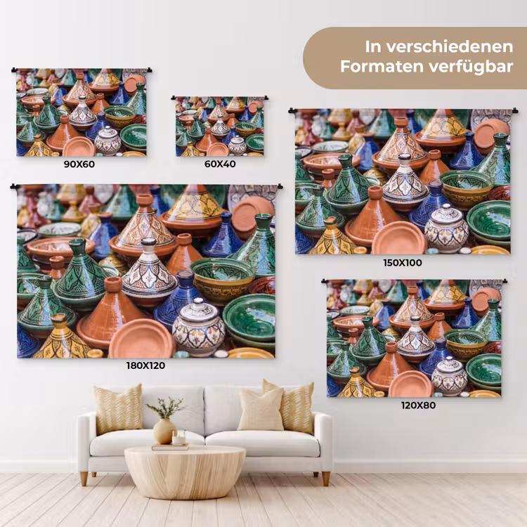 Wandteppich - Keramik – Bunt – Muster - Aardewerk - Kleurrijk - Patroon Wandkleed katoen klein
