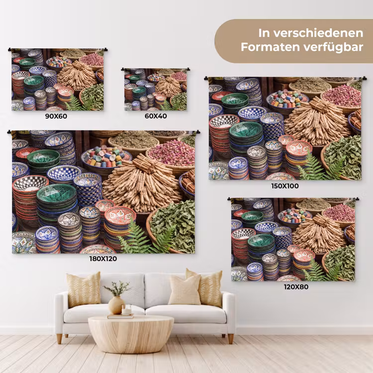 Wandteppich - Keramik – Orientalisch – Farbenfroh - Aardewerk - Oosters - Kleurrijk Wandkleed katoen klein