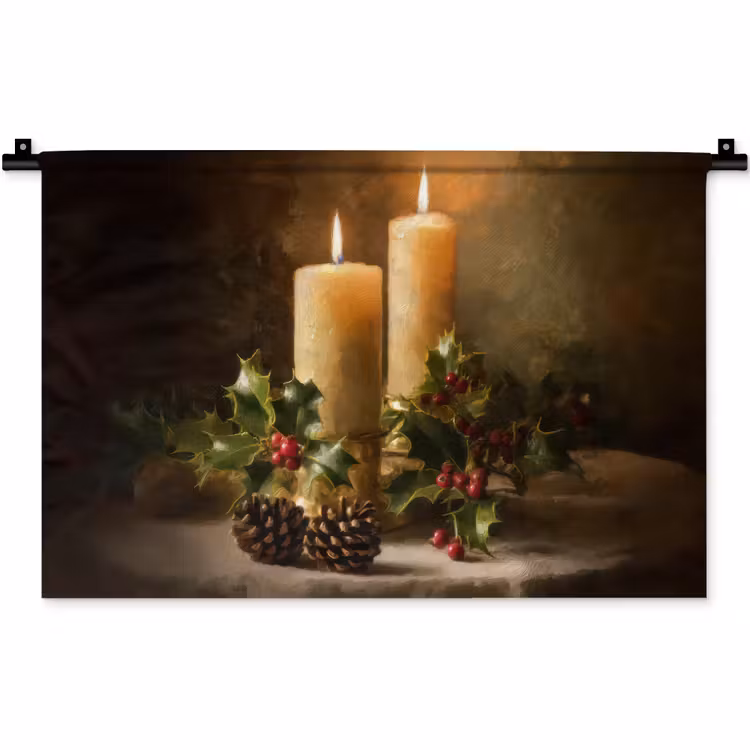 Kaarslicht - Kerst - Veelkleurig Wandkleed katoen klein -zz3d