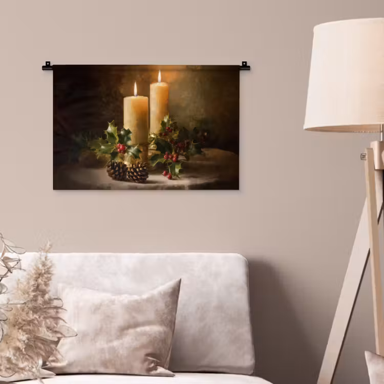 Kaarslicht - Kerst - Veelkleurig Wandkleed katoen klein -sfeer4