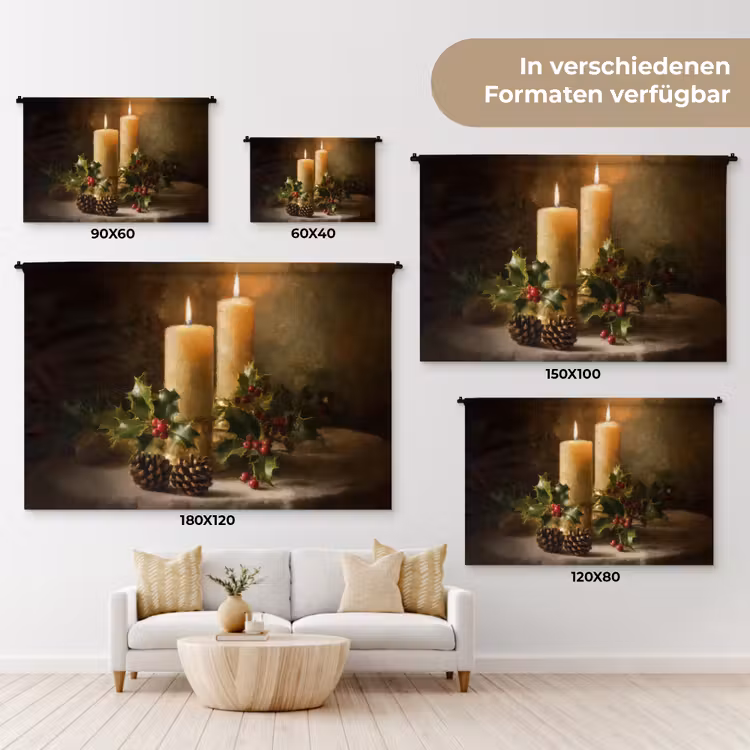 Kaarslicht - Kerst - Veelkleurig Wandkleed katoen klein -tsfeer8_DE