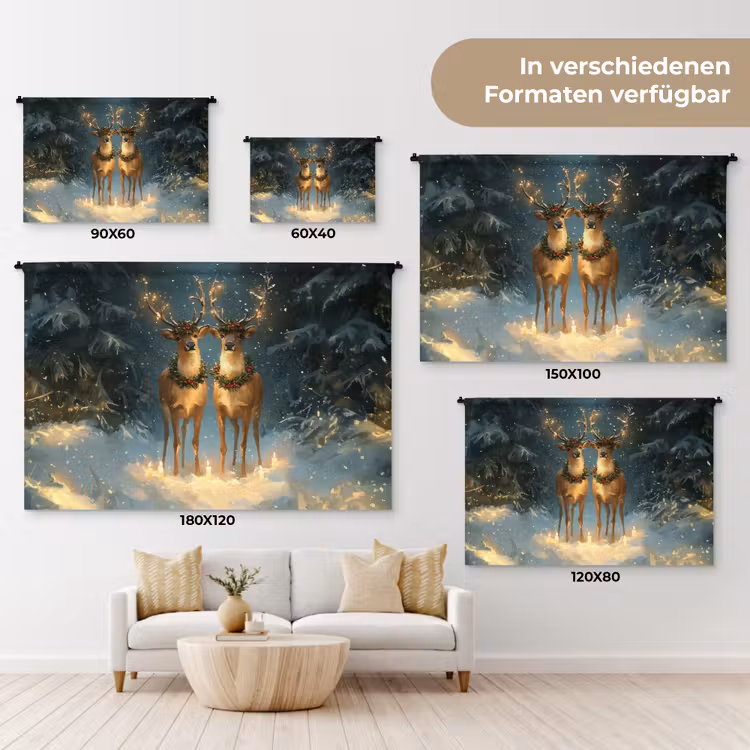 Dennensprookje - Rendier - Nacht Wandkleed katoen klein -tsfeer8_DE
