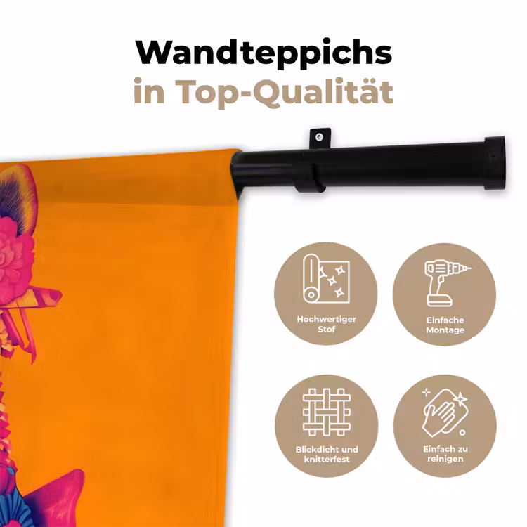 Kimono - Hondje - Bloemenkroon - Oranje Wandkleed katoen klein -tsfeer2_DE