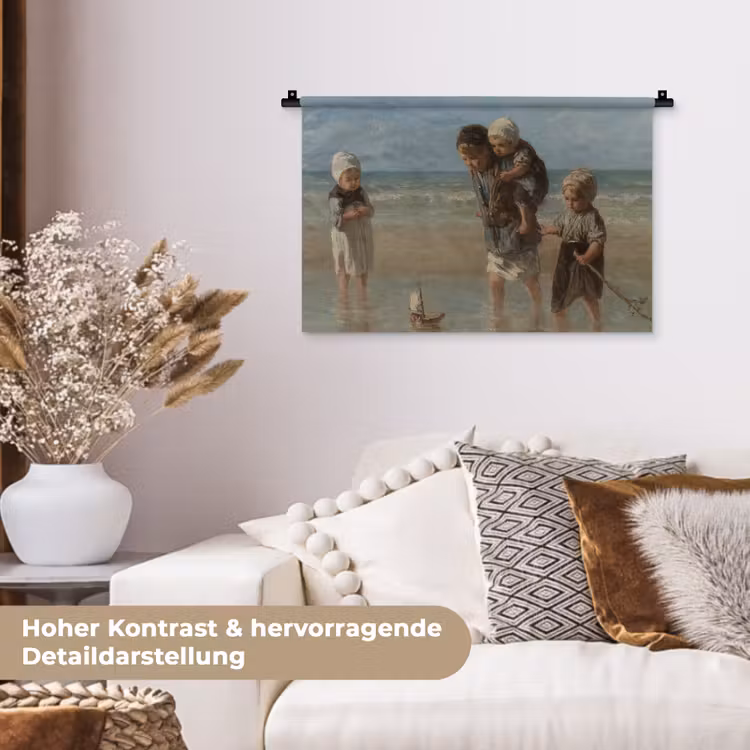 Kinderen der zee - Schilderij van Jozef Israëls Wandkleed katoen klein -tsfeer1_DE
