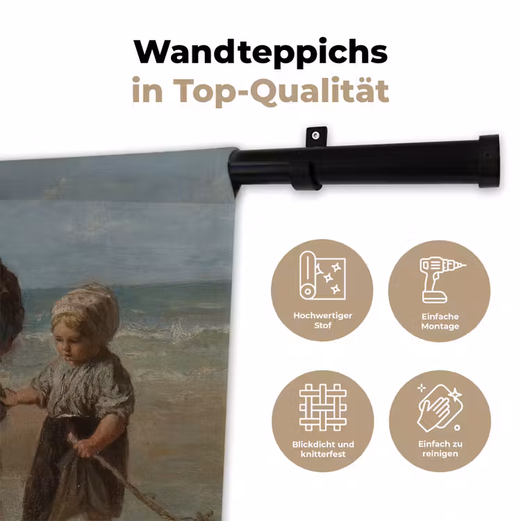 Kinderen der zee - Schilderij van Jozef Israëls Wandkleed katoen klein -tsfeer2_DE