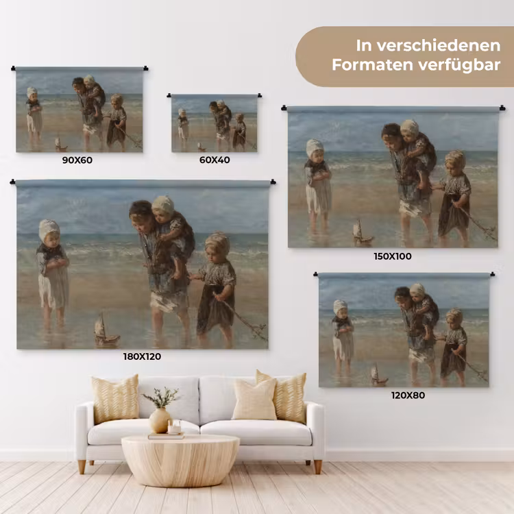 Kinderen der zee - Schilderij van Jozef Israëls Wandkleed katoen klein -tsfeer8_DE