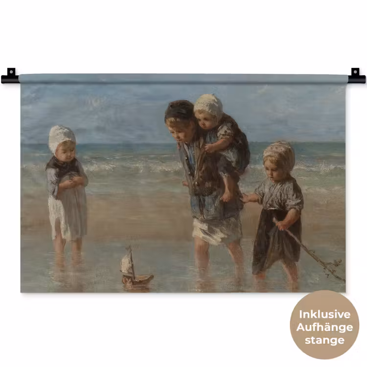 Kinderen der zee - Schilderij van Jozef Israëls Wandkleed katoen klein -t3d_DE