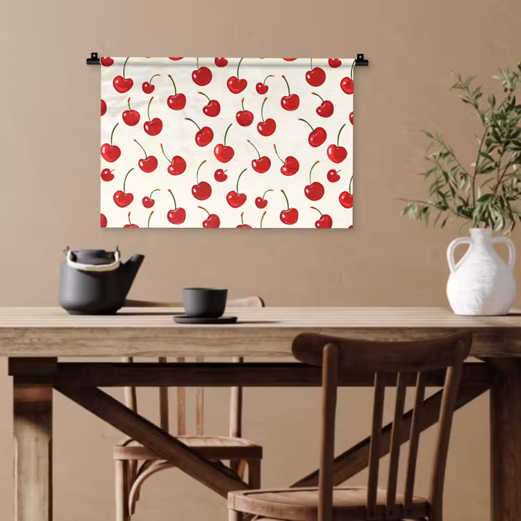 Kersen - Minimalistisch - Rood Wandkleed katoen klein 269 -sfeer6