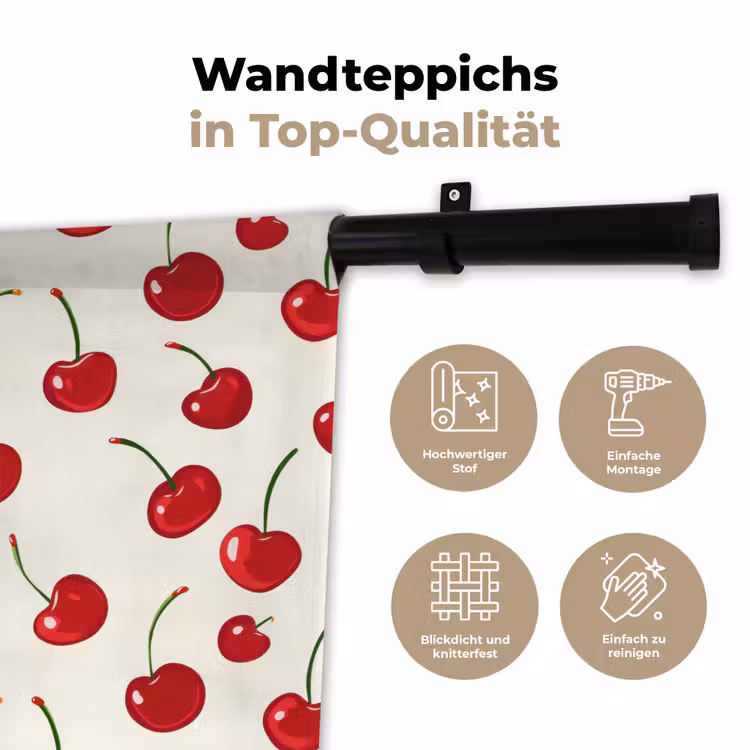 Kersen - Minimalistisch - Rood Wandkleed katoen klein 269 -tsfeer2_DE