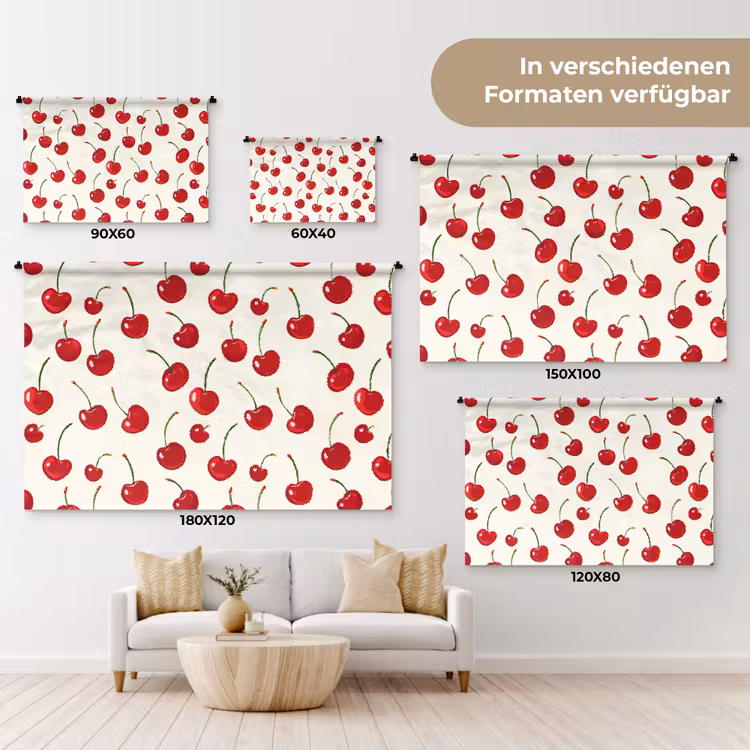 Kersen - Minimalistisch - Rood Wandkleed katoen klein 269 -tsfeer8_DE