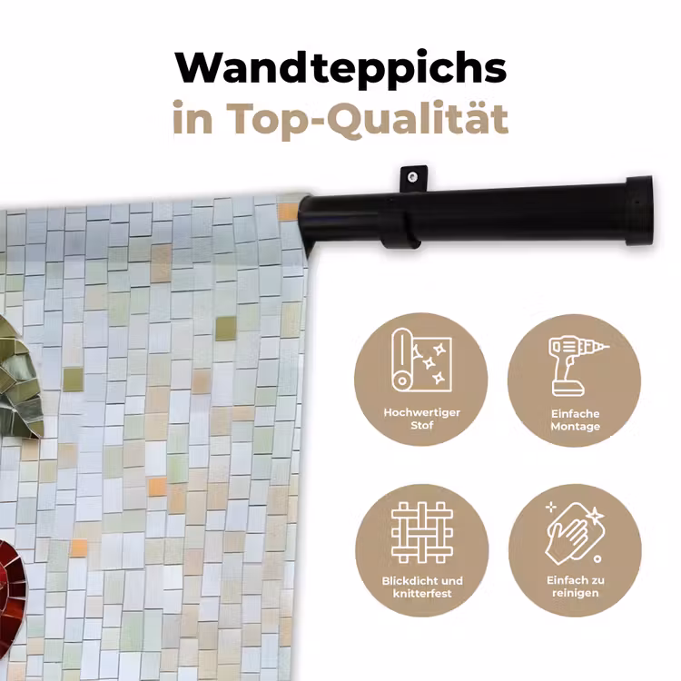 Kersen - Rood - Mozaïek - Blaadjes Wandkleed katoen klein -tsfeer2_DE