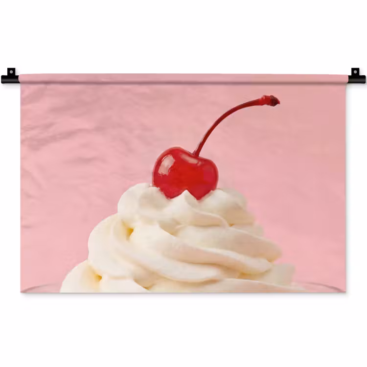Kers - Slagroom - Roze Wandkleed katoen klein -zz3d