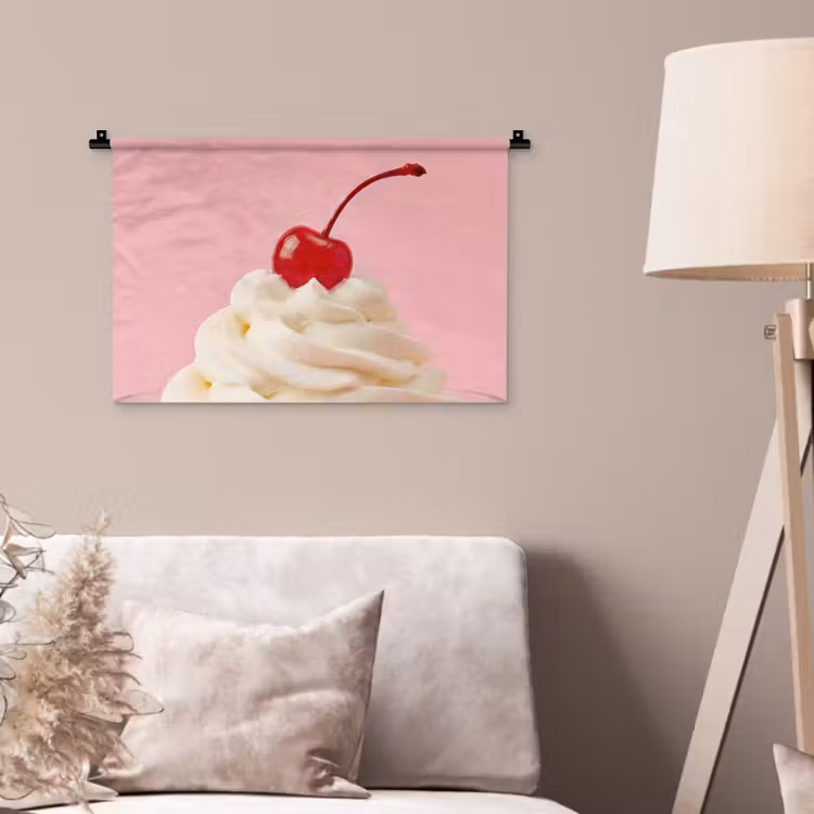 Kers - Slagroom - Roze Wandkleed katoen klein -sfeer4
