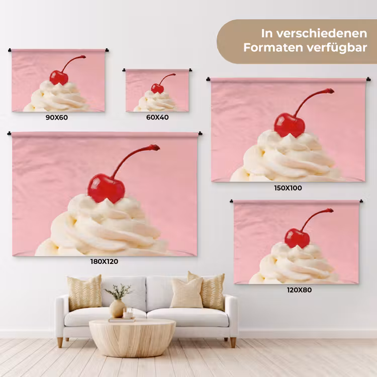 Kers - Slagroom - Roze Wandkleed katoen klein -tsfeer8_DE