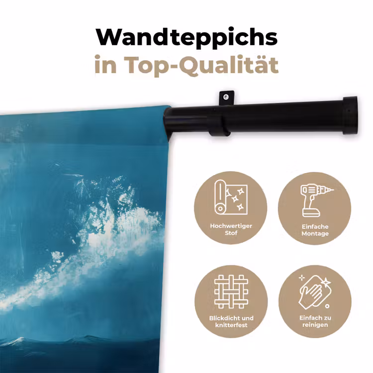 Kitesurfer - Oranje - Zee - Lucht Wandkleed katoen klein -tsfeer2_DE