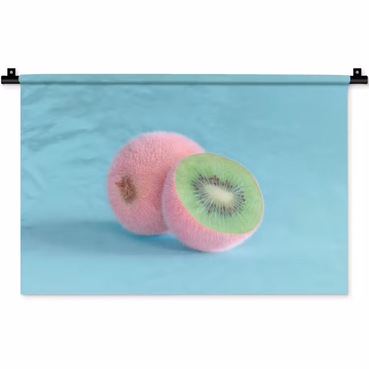 Kiwi - Blauw - Surrealistisch Wandkleed katoen klein -zz3d