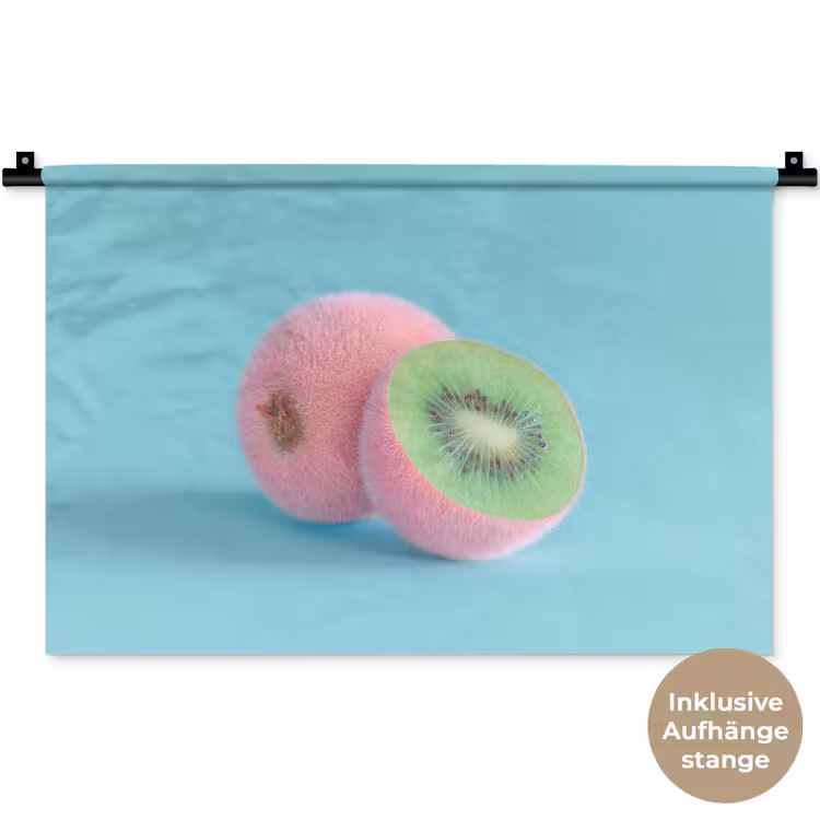 Kiwi - Blauw - Surrealistisch Wandkleed katoen klein -t3d_DE
