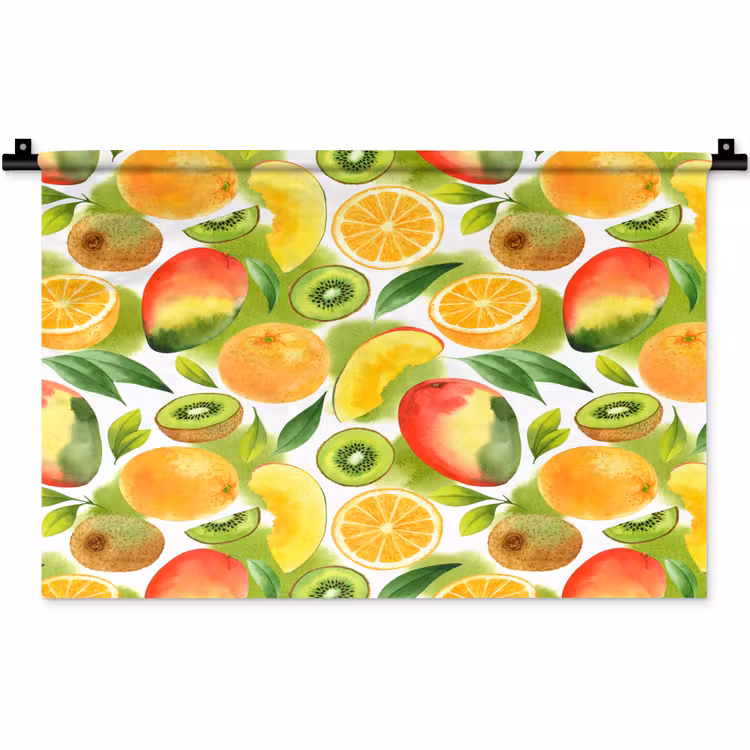 Kiwi - Sinasappel - Mango - Perzik Wandkleed katoen klein 269 -zz3d