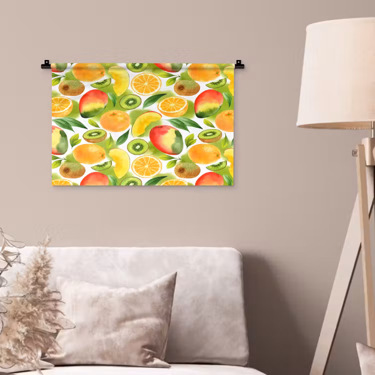 Kiwi - Sinasappel - Mango - Perzik Wandkleed katoen klein 269 -sfeer4