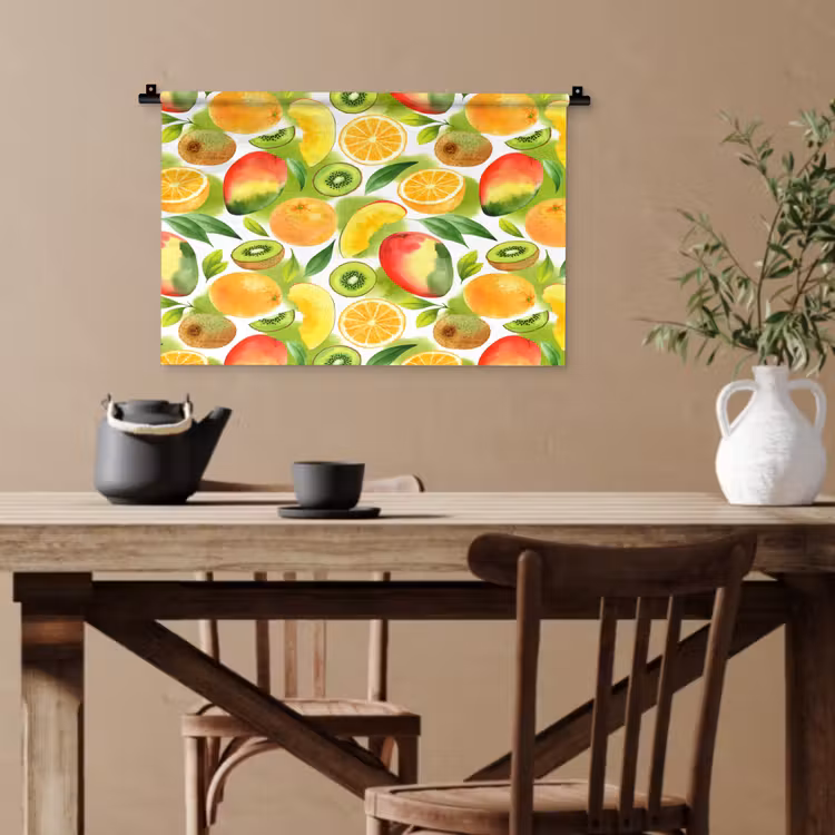 Kiwi - Sinasappel - Mango - Perzik Wandkleed katoen klein 269 -sfeer6