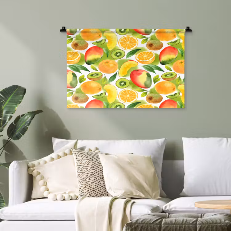 Kiwi - Sinasappel - Mango - Perzik Wandkleed katoen klein 269 -sfeer7