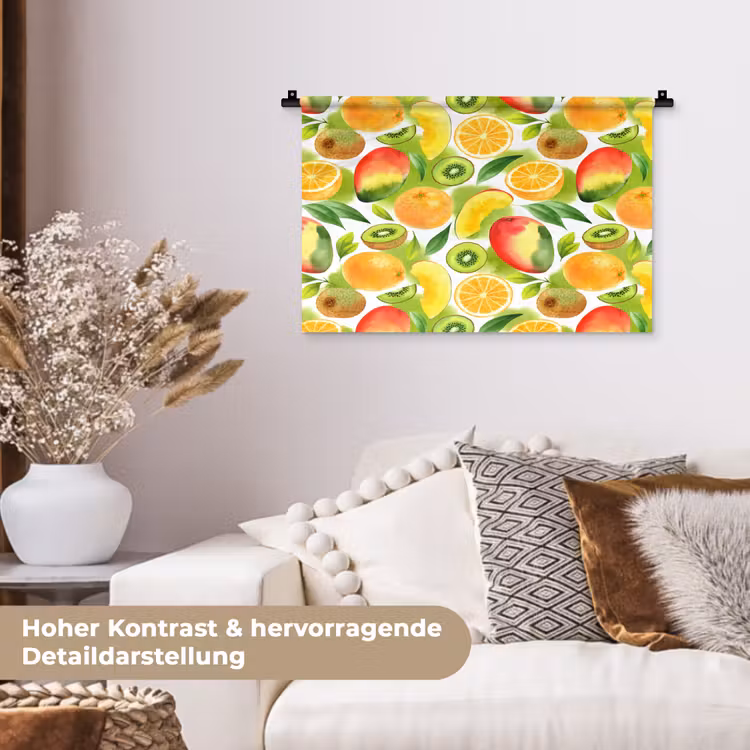 Kiwi - Sinasappel - Mango - Perzik Wandkleed katoen klein 269 -tsfeer1_DE