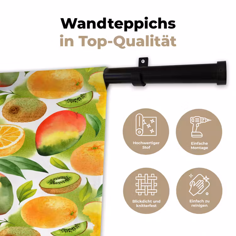 Kiwi - Sinasappel - Mango - Perzik Wandkleed katoen klein 269 -tsfeer2_DE