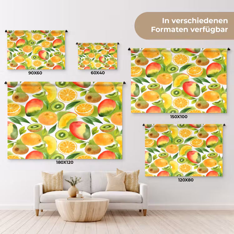Kiwi - Sinasappel - Mango - Perzik Wandkleed katoen klein 269 -tsfeer8_DE