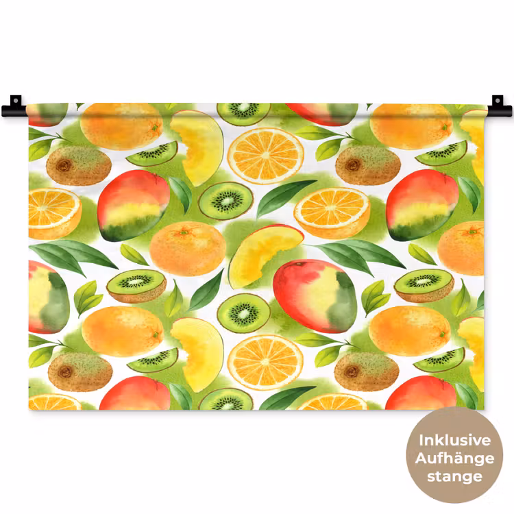 Kiwi - Sinasappel - Mango - Perzik Wandkleed katoen klein 269 -t3d_DE