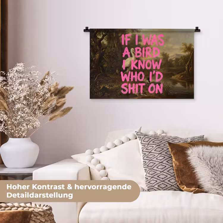 Klassiek - Humor - Roze Wandkleed katoen klein -tsfeer1_DE