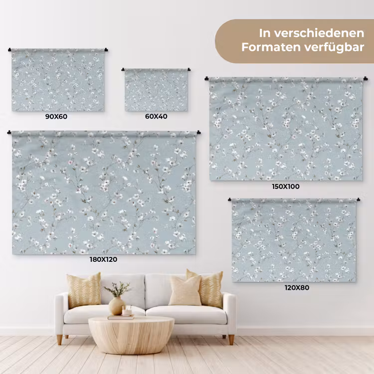 Klassiek - Bloemen - Blauw Wandkleed katoen klein 269 -tsfeer8_DE