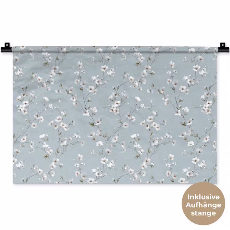 Klassiek - Bloemen - Blauw Wandkleed katoen klein 269 -t3d_DE