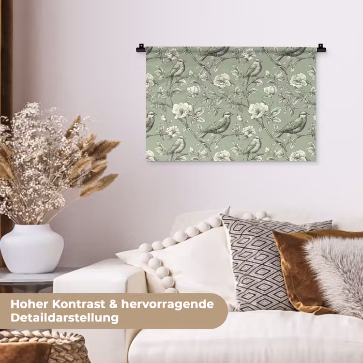 Klassiek - Botanisch - Groen Wandkleed katoen klein 269 -tsfeer1_DE