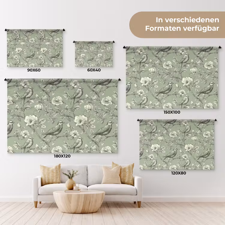 Klassiek - Botanisch - Groen Wandkleed katoen klein 269 -tsfeer8_DE