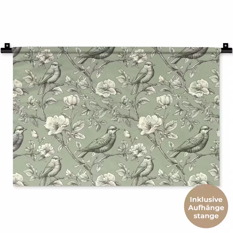 Klassiek - Botanisch - Groen Wandkleed katoen klein 269 -t3d_DE