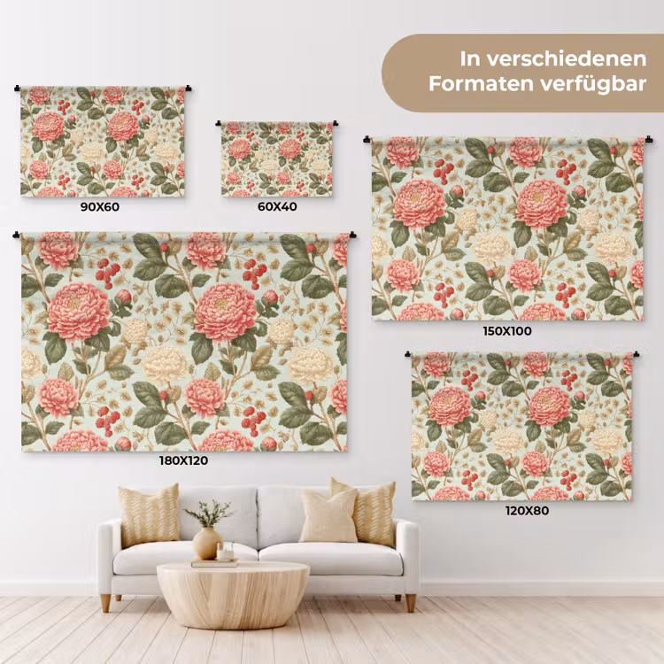 Klassiek - Botanisch - Veelkleurig Wandkleed katoen klein 269 -tsfeer8_DE