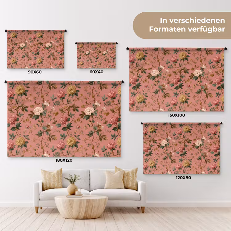 Klassiek - Botanisch - Roze Wandkleed katoen klein 269 -tsfeer8_DE